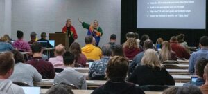 2023 best of conference winners wore colorful track suits during their session