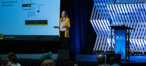 Lightning talk speaker on the 2023 Annual Conference stage.