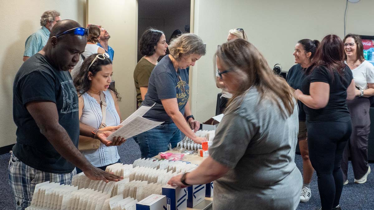 Conference volunteers getting ready for registration