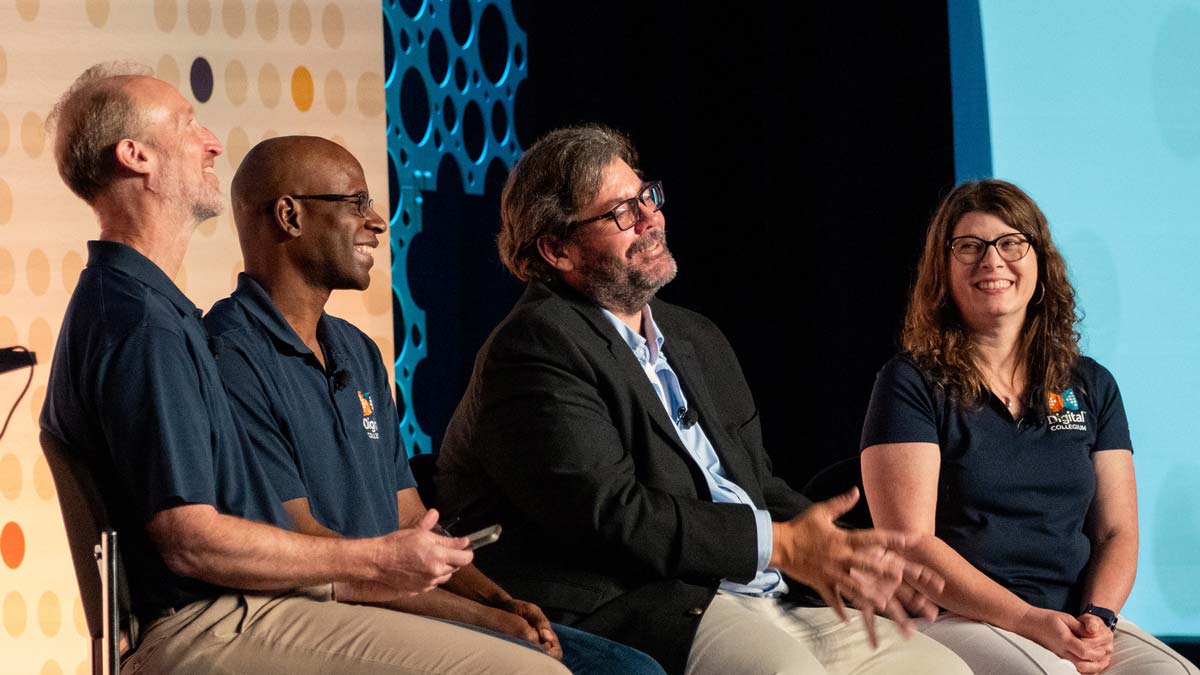 Leaders on stage during the 2025 Collegium Chat