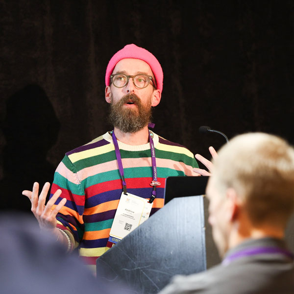 Annual conference presenter in a session